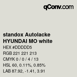 Farbcode: standox Autolacke - HYUNDAI MO white | qconv.com