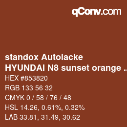 カラーコード: standox Autolacke - HYUNDAI N8 sunset orange OEM 2006 | qconv.com