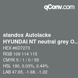 Código de color: standox Autolacke - HYUNDAI NT neutral grey OEM 2005 | qconv.com