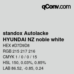 Color code: standox Autolacke - HYUNDAI NZ noble white | qconv.com