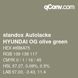 カラーコード: standox Autolacke - HYUNDAI OG olive green | qconv.com