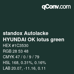 Farbcode: standox Autolacke - HYUNDAI OK lotus green | qconv.com