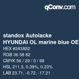 Color code: standox Autolacke - HYUNDAI OL marine blue OEM 2005 | qconv.com