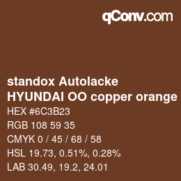 Color code: standox Autolacke - HYUNDAI OO copper orange | qconv.com