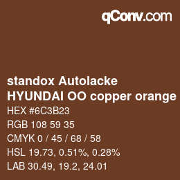 Code couleur: standox Autolacke - HYUNDAI OO copper orange | qconv.com