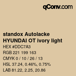 Farbcode: standox Autolacke - HYUNDAI OT ivory light | qconv.com