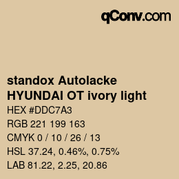 Color code: standox Autolacke - HYUNDAI OT ivory light | qconv.com