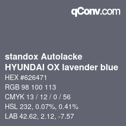 Code couleur: standox Autolacke - HYUNDAI OX lavender blue | qconv.com