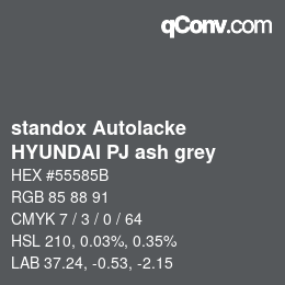 Color code: standox Autolacke - HYUNDAI PJ ash grey | qconv.com