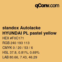 Color code: standox Autolacke - HYUNDAI PL pastel yellow | qconv.com
