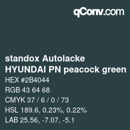 カラーコード: standox Autolacke - HYUNDAI PN peacock green | qconv.com