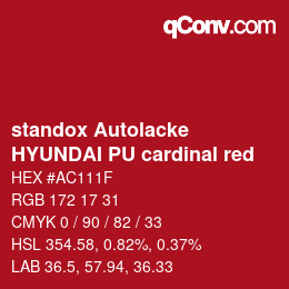 Color code: standox Autolacke - HYUNDAI PU cardinal red | qconv.com