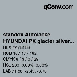 Color code: standox Autolacke - HYUNDAI PX glacier silver OEM 2005 | qconv.com