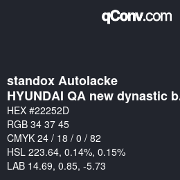 Color code: standox Autolacke - HYUNDAI QA new dynastic blue | qconv.com