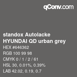 Color code: standox Autolacke - HYUNDAI QD urban grey | qconv.com