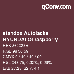 颜色代码: standox Autolacke - HYUNDAI QI raspberry | qconv.com