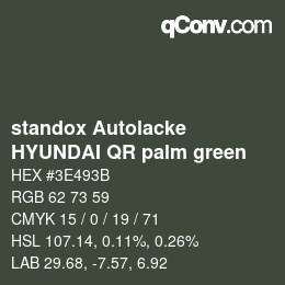 Color code: standox Autolacke - HYUNDAI QR palm green | qconv.com