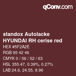 カラーコード: standox Autolacke - HYUNDAI RH cerise red | qconv.com