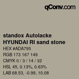 Farbcode: standox Autolacke - HYUNDAI RI sand stone | qconv.com