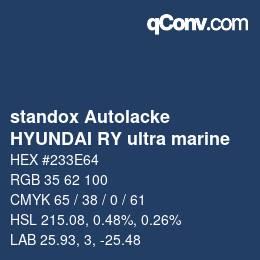 Color code: standox Autolacke - HYUNDAI RY ultra marine | qconv.com