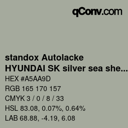 Color code: standox Autolacke - HYUNDAI SK silver sea shell sage | qconv.com