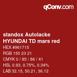 Color code: standox Autolacke - HYUNDAI TD mars red | qconv.com