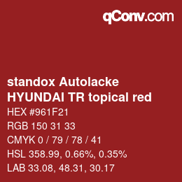 Código de color: standox Autolacke - HYUNDAI TR topical red | qconv.com