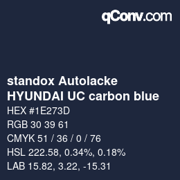 Color code: standox Autolacke - HYUNDAI UC carbon blue | qconv.com