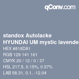 Código de color: standox Autolacke - HYUNDAI UM mystic lavender (lilac) | qconv.com