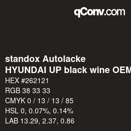 Color code: standox Autolacke - HYUNDAI UP black wine OEM 2005 | qconv.com