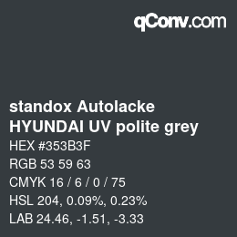 Farbcode: standox Autolacke - HYUNDAI UV polite grey | qconv.com