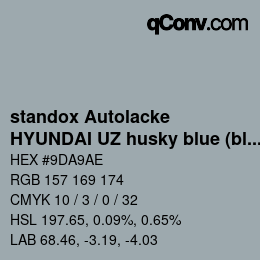Code couleur: standox Autolacke - HYUNDAI UZ husky blue (bluish silver) | qconv.com