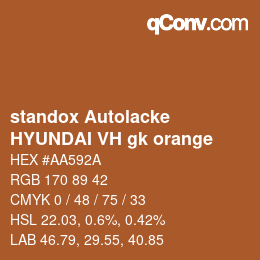 カラーコード: standox Autolacke - HYUNDAI VH gk orange | qconv.com