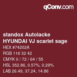 Código de color: standox Autolacke - HYUNDAI VJ scarlet sage | qconv.com