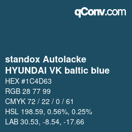 カラーコード: standox Autolacke - HYUNDAI VK baltic blue | qconv.com