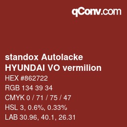 Color code: standox Autolacke - HYUNDAI VO vermilion | qconv.com