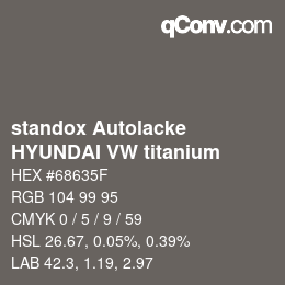 Color code: standox Autolacke - HYUNDAI VW titanium | qconv.com