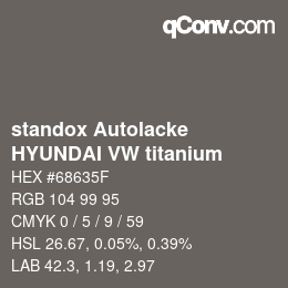 Color code: standox Autolacke - HYUNDAI VW titanium | qconv.com