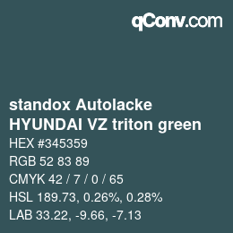 Color code: standox Autolacke - HYUNDAI VZ triton green | qconv.com