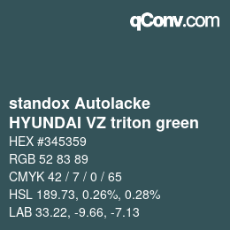 Code couleur: standox Autolacke - HYUNDAI VZ triton green | qconv.com