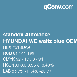 Código de color: standox Autolacke - HYUNDAI WE waltz blue OEM 2005 | qconv.com