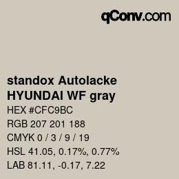 Color code: standox Autolacke - HYUNDAI WF gray | qconv.com