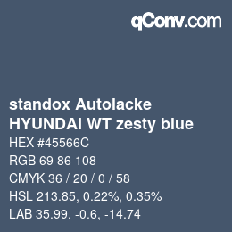 Color code: standox Autolacke - HYUNDAI WT zesty blue | qconv.com