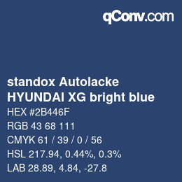 Color code: standox Autolacke - HYUNDAI XG bright blue | qconv.com