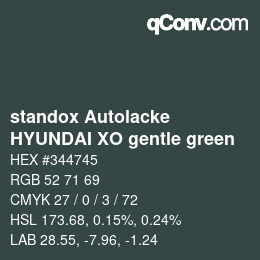 Color code: standox Autolacke - HYUNDAI XO gentle green | qconv.com