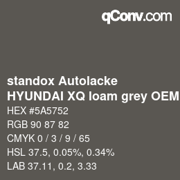 Código de color: standox Autolacke - HYUNDAI XQ loam grey OEM 2005 | qconv.com
