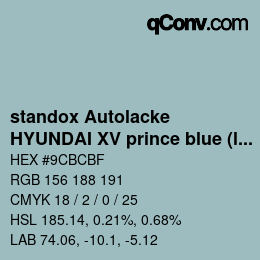 Color code: standox Autolacke - HYUNDAI XV prince blue (light blue) | qconv.com