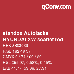 Color code: standox Autolacke - HYUNDAI XW scarlet red | qconv.com