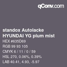 Code couleur: standox Autolacke - HYUNDAI YG plum mist | qconv.com