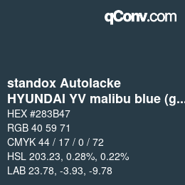 カラーコード: standox Autolacke - HYUNDAI YV malibu blue (galloper) | qconv.com